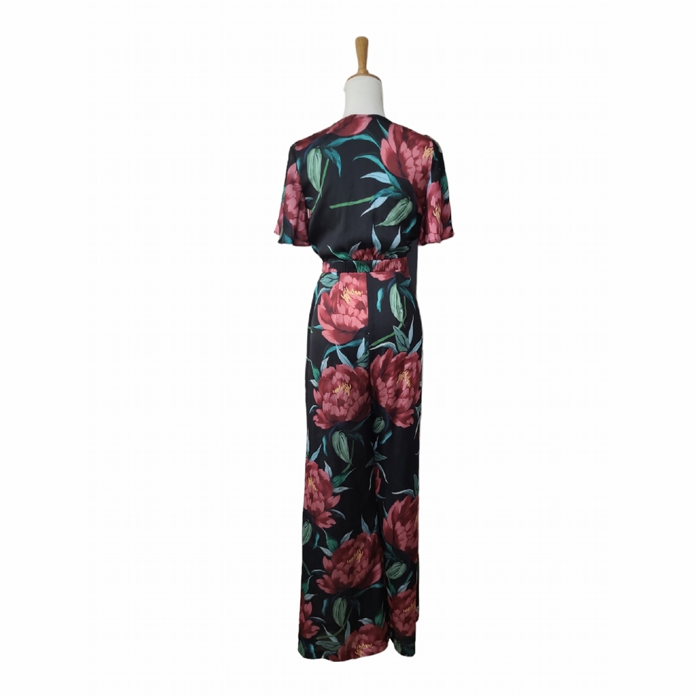 SHOW ME YOUR MUMU JENNA JUMPSUIT WOMENS XS BLACK FLORAL ONE PIECE TIE TOP NEW - Picture 6 of 16